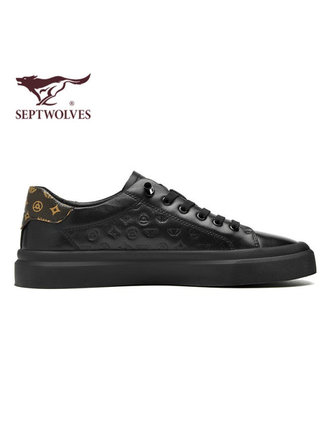 Septwolves Men's Shoes, Embossed Sneakers, Fashionable Casual Shoes, Elastic Trendy Footwear For Men W8343760837, Black, Size 39 - Image 3