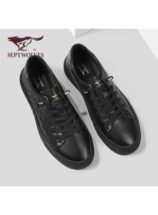Septwolves Men's Shoes, Embossed Sneakers, Fashionable Casual Shoes, Elastic Trendy Footwear For Men W8343760837, Black, Size 39 - Image 5