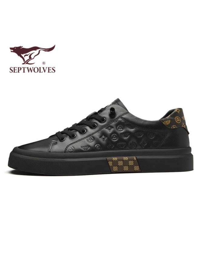 Septwolves Men's Shoes, Embossed Sneakers, Fashionable Casual Shoes, Elastic Trendy Footwear For Men W8343760837, Black, Size 39 - Image 2