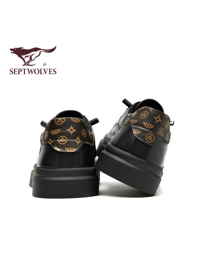 Septwolves Men's Shoes, Embossed Sneakers, Fashionable Casual Shoes, Elastic Trendy Footwear For Men W8343760837, Black, Size 39 - Image 4