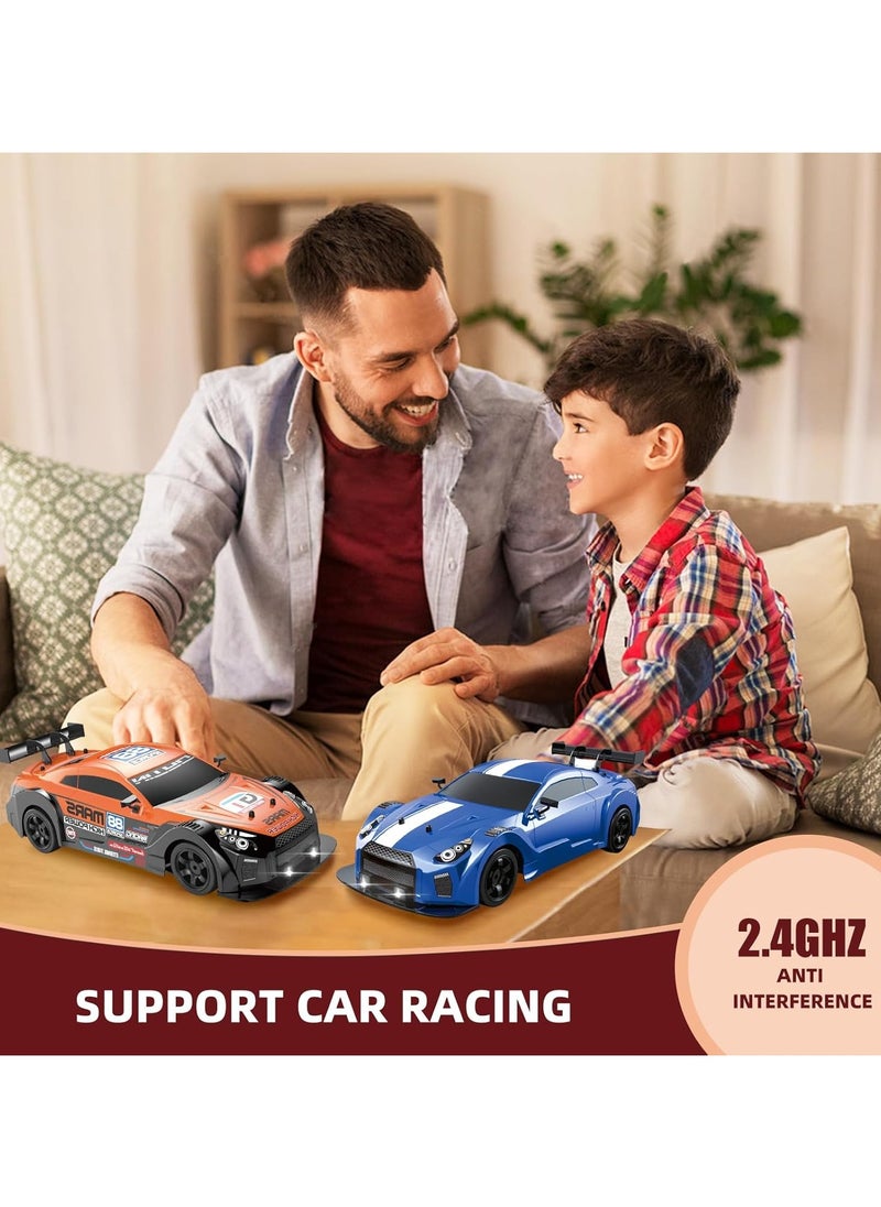 Taizz Ventures 1:16 Scale Remote Control Car RC Drift Car 4WD 18KM/H High Speed Model Vehicle 2.4GHz with LED Lights Spray Rubber Tire Racing Sport Toy Car for Adults Boys Girls Kids Gift 2Pcs Rechargeable Batteries - Orange/Black  - Image 5