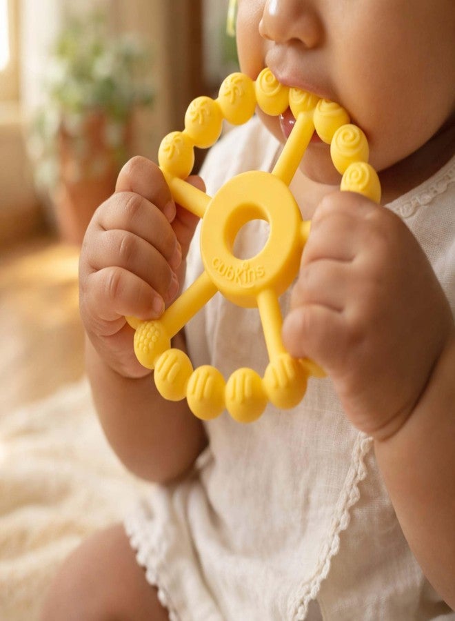 Cubkins Silicone Ring Teether for Babies 3-12 Months | BIS Certified, BPA Free, Food Grade | Teething Ring for Soothing Gums | Zero Plastic | Easy Grip Baby Teething Toy (Lemon) - Image 3