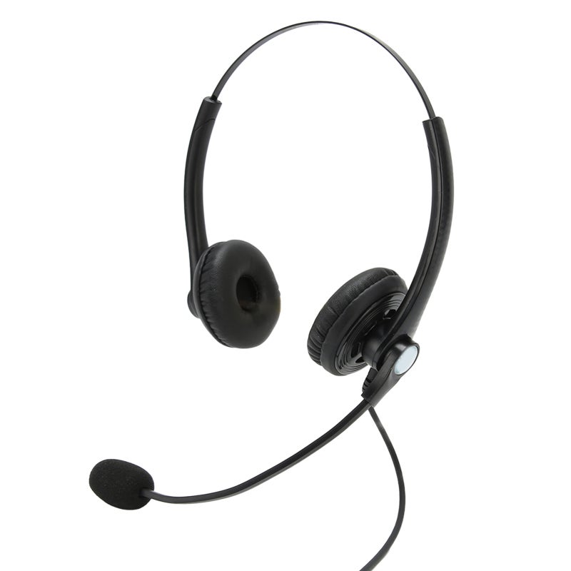Wired Telephone Headset Rj Plug: Noise Canceling Mic - Clear Sound Binaural Business Headphone for Call Center, Customer Service Office Use - Image 1