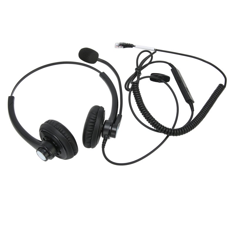 Wired Telephone Headset Rj Plug: Noise Canceling Mic - Clear Sound Binaural Business Headphone for Call Center, Customer Service Office Use - Image 5