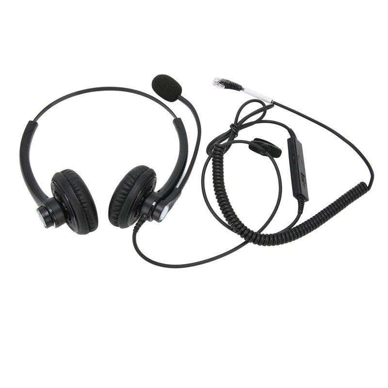 Wired Telephone Headset Rj Plug: Noise Canceling Mic - Clear Sound Binaural Business Headphone for Call Center, Customer Service Office Use - Image 3