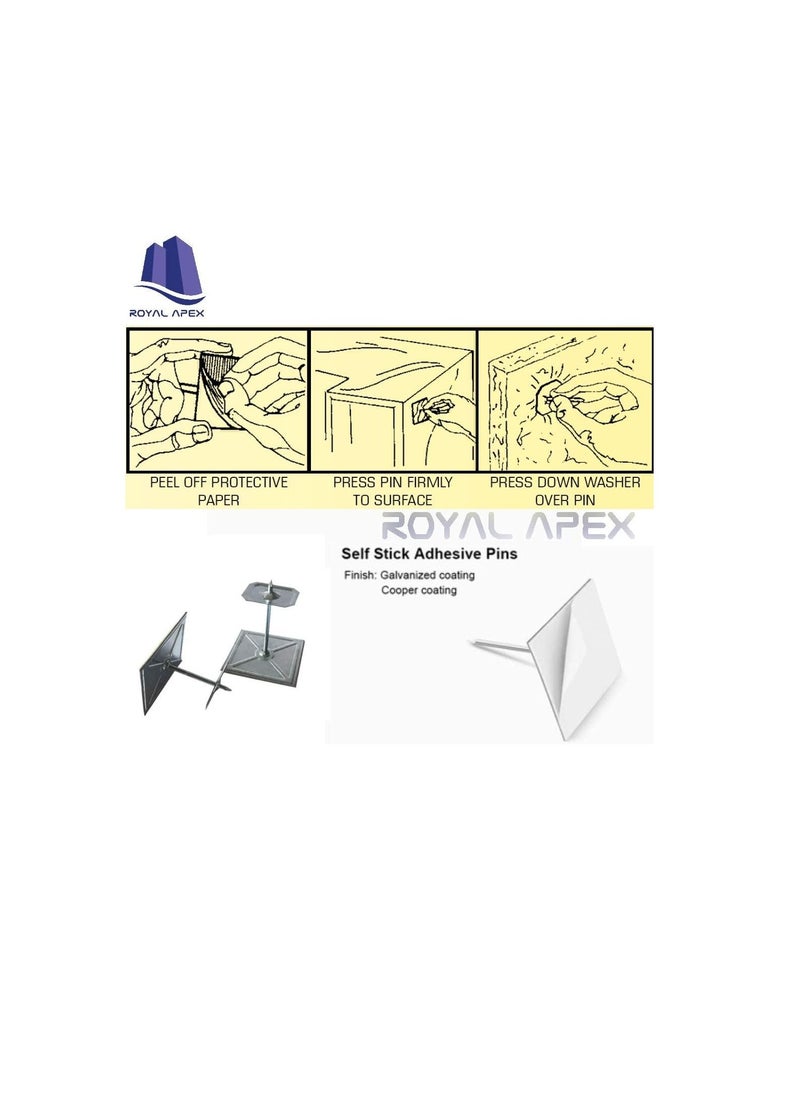 Generic - Self-Stuck Up Stick Stuck-up Adhesive Insulation Foam Pin with Lock Washer for Attaching Insulating Materials on Smooth Surfaces 2x2x2 Inch (Pack 25, 2x2x2 Inch) - Image 1