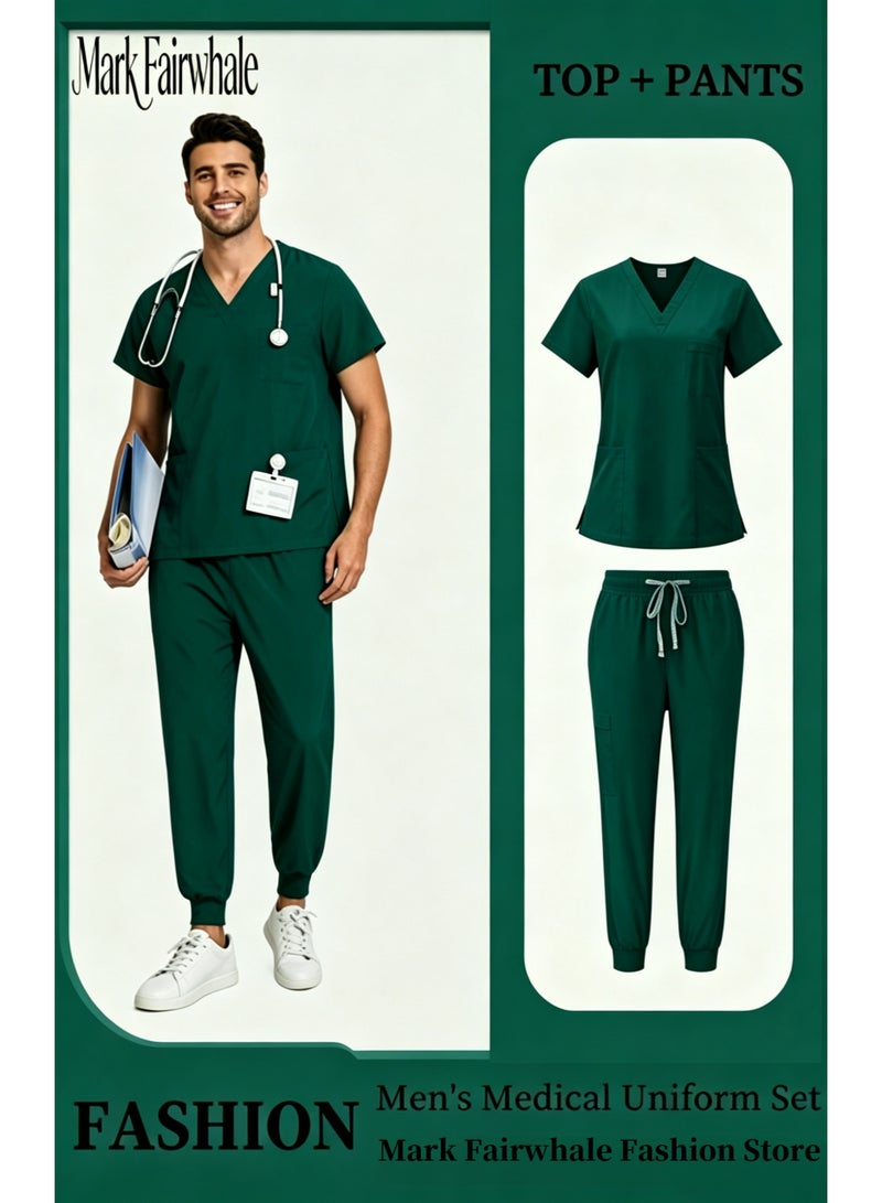 Mark Fairwhale New Minimalist V-Neck Short Sleeved Ankle Binding Men's Medical Hand Wash Suit Set - Image 1