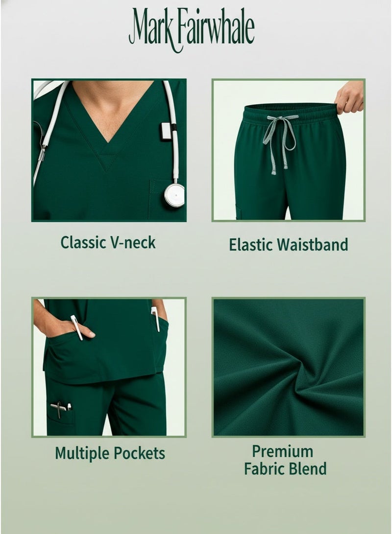 Mark Fairwhale New Minimalist V-Neck Short Sleeved Ankle Binding Men's Medical Hand Wash Suit Set - Image 2