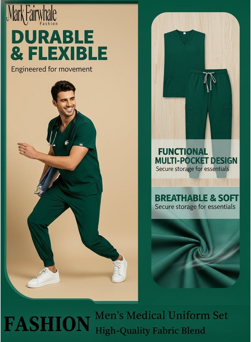 Mark Fairwhale New Minimalist V-Neck Short Sleeved Ankle Binding Men's Medical Hand Wash Suit Set - Image 5