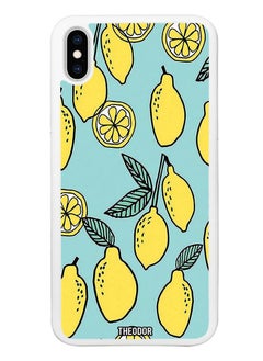 Protective Case Cover For APPLE IPHONE XS MAX  Lemons Background Turqoise  (White Bumber)