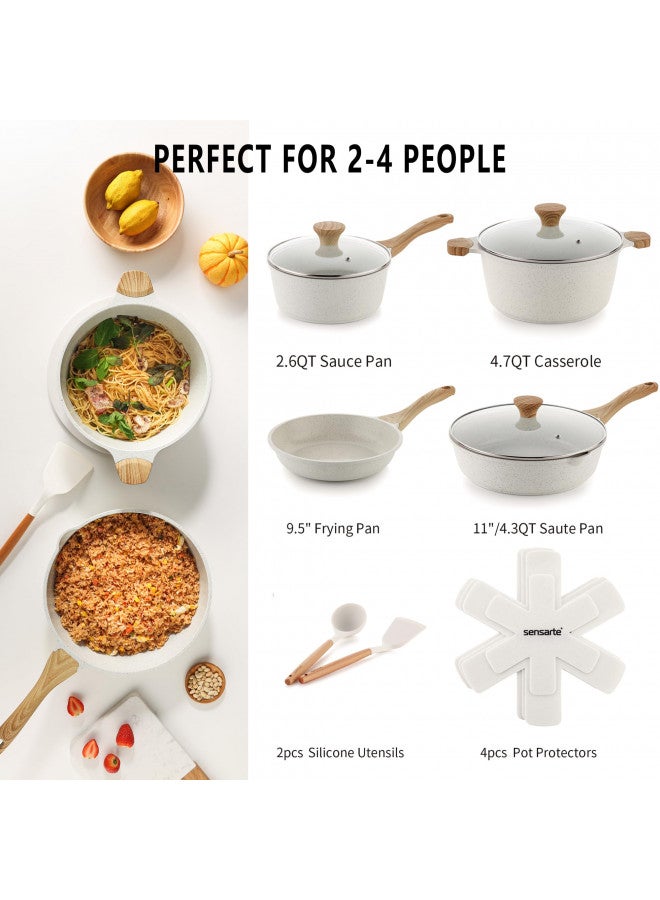 SENSARTE Nonstick Ceramic Cookware Set 13-Piece, Healthy Pots and Pans Set, Non-toxic Kitchen Cooking Set with Stay-Cool Handles, Silicone Tools and Pot Protectors, PFAS and PFOA Free - Image 1