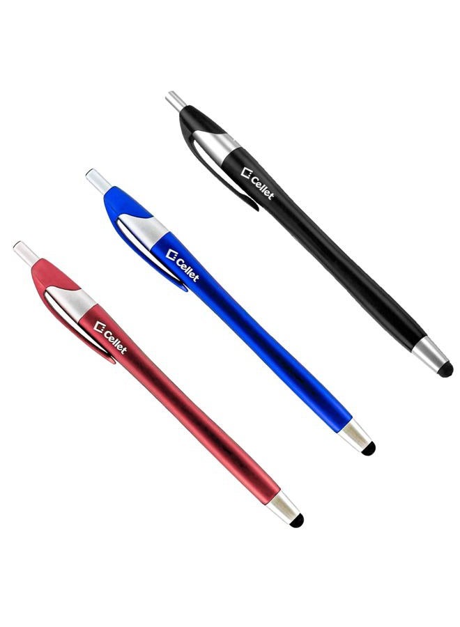 cellet Ultra Thin Touch Screen Stylus Pen and Black Ink Pen Combo for iPhone 14 Pro Max Mini 13 12 SE Galaxy S22 Ultra S22+ S21 Note20 - Image 1