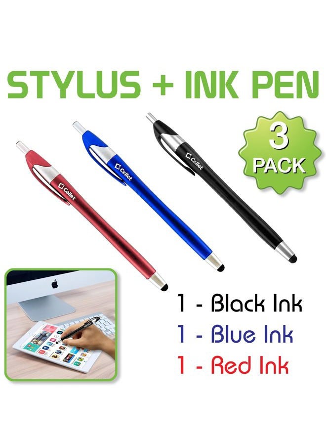 cellet Ultra Thin Touch Screen Stylus Pen and Black Ink Pen Combo for iPhone 14 Pro Max Mini 13 12 SE Galaxy S22 Ultra S22+ S21 Note20 - Image 2