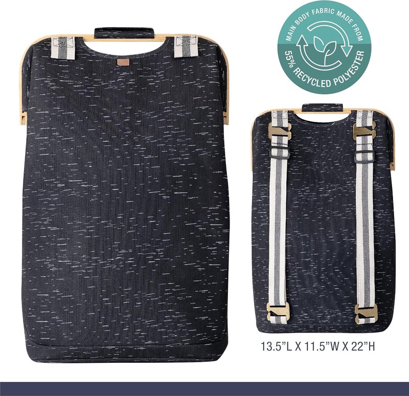 CleverMade Collapsible Laundry Backpack Hamper  Black Birch 45L  12 Gal 30 lbs  Space Saving Storage Organizer with Strap Home Organization - Image 2