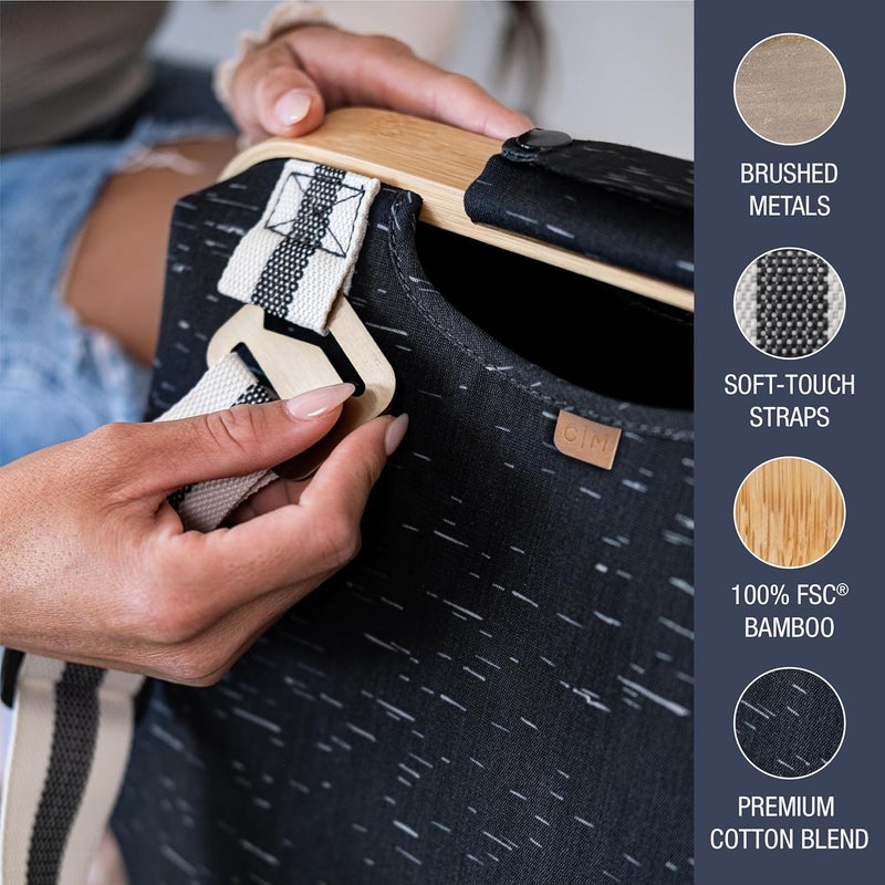 CleverMade Collapsible Laundry Backpack Hamper  Black Birch 45L  12 Gal 30 lbs  Space Saving Storage Organizer with Strap Home Organization - Image 5