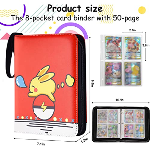 PATPAT® Poke-mon Binder, Cards Collector Album Holder for 400 Poke-mon Cards Cartoon Prints Zipper Bag Trading Card Binder Pack Collection Bag Game Card Case Gift for Kids Boys Girls - Image 3