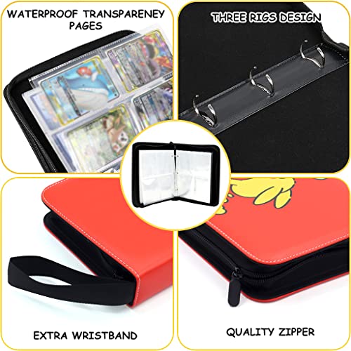 PATPAT® Poke-mon Binder, Cards Collector Album Holder for 400 Poke-mon Cards Cartoon Prints Zipper Bag Trading Card Binder Pack Collection Bag Game Card Case Gift for Kids Boys Girls - Image 5
