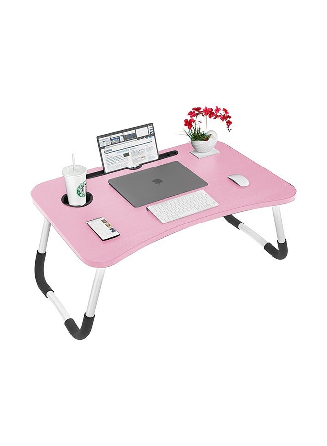 ZOBER Portable Folding Laptop Desk for Bed with Cup Holder Adjustable Lap Tray Notebook Stand Lap Desk Foldable Non-slip legs grip Stand Table for outdoor, indoor, working, studying, camping - Image 1