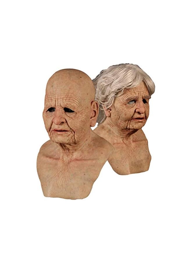 The Bros Halloween Latex Face Cover Old Man Horror Masquerade Party  - Image 2