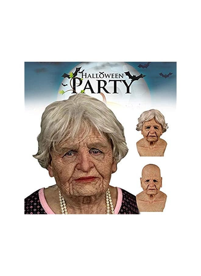 The Bros Halloween Latex Face Cover Old Man Horror Masquerade Party  - Image 3