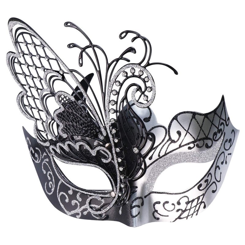 Coddsmz Mysterious Venetian Butterfly Lady Masquerade Halloween Party Mask (Black&silver) - Image 1