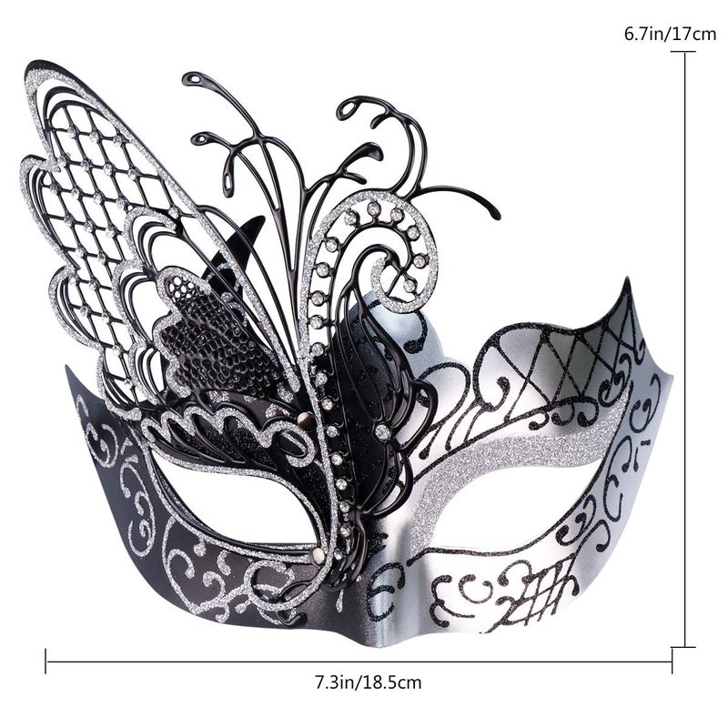 Coddsmz Mysterious Venetian Butterfly Lady Masquerade Halloween Party Mask (Black&silver) - Image 3