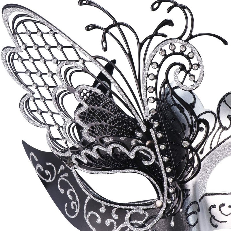 Coddsmz Mysterious Venetian Butterfly Lady Masquerade Halloween Party Mask (Black&silver) - Image 4