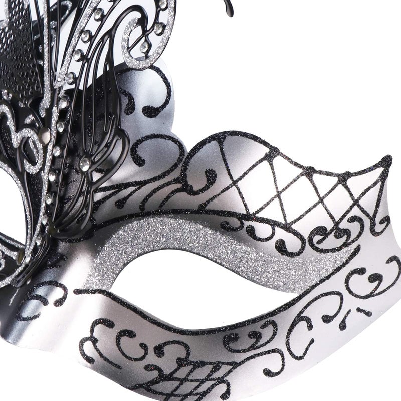 Coddsmz Mysterious Venetian Butterfly Lady Masquerade Halloween Party Mask (Black&silver) - Image 5