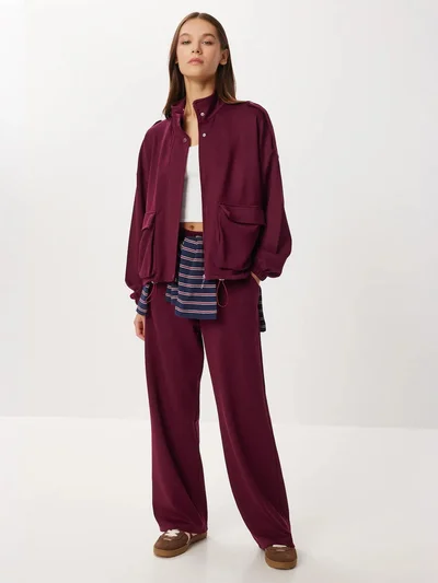 Happiness İstanbul ISTANBUL Pocket Detail Jacket &  Wide Leg Pants Two-Piece Set