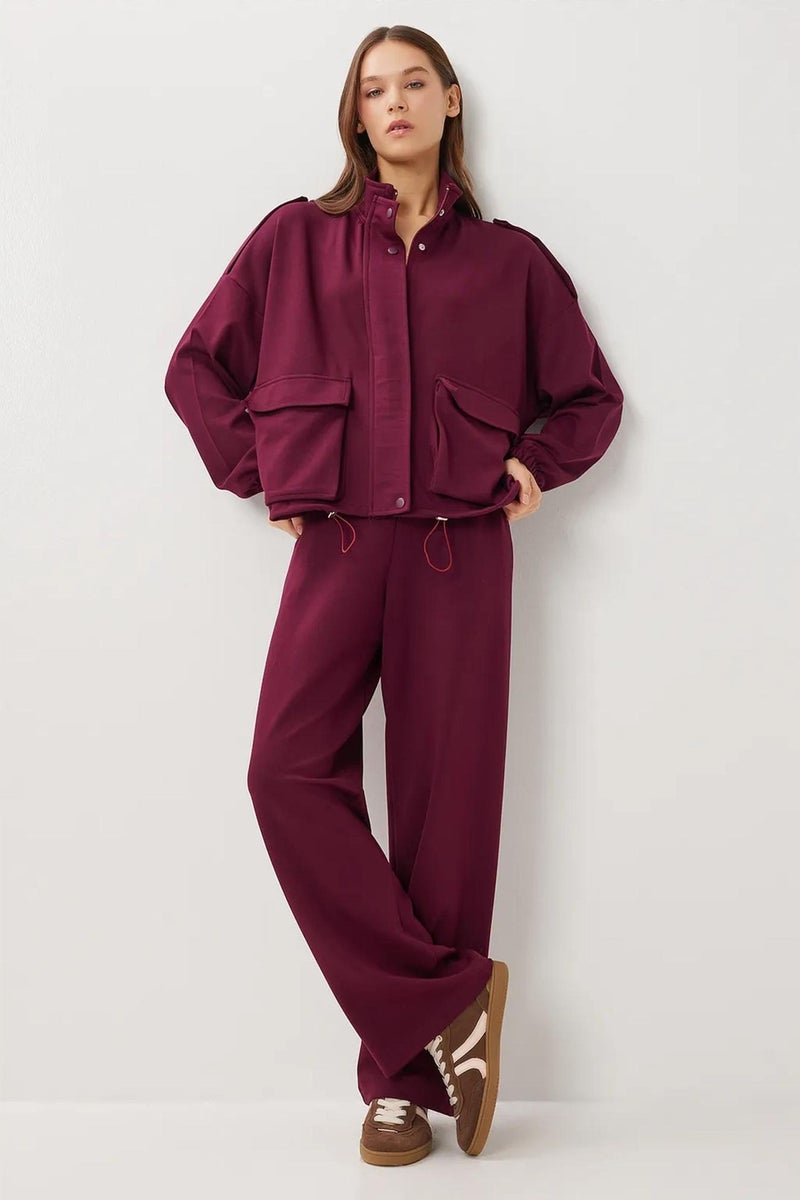 Happiness İstanbul ISTANBUL Pocket Detail Jacket &  Wide Leg Pants Two-Piece Set - Image 3