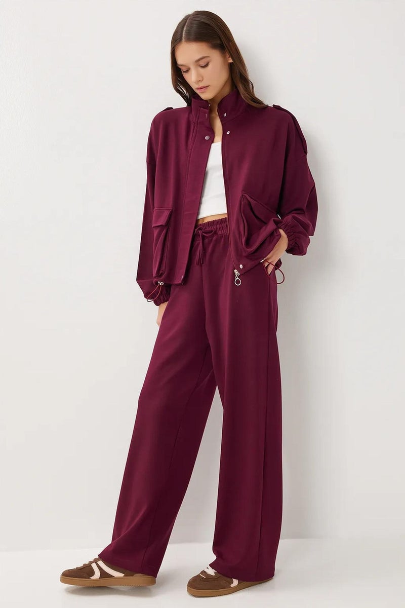 Happiness İstanbul ISTANBUL Pocket Detail Jacket &  Wide Leg Pants Two-Piece Set - Image 5