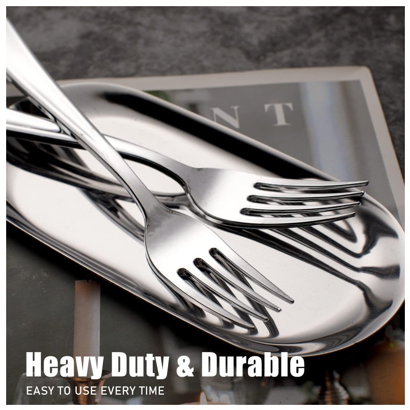 WDF 100 Piece Silver Plastic Forks - 7.4inch Silver Forks Disposable - Silver Plastic Silverware for Dessert Cake - Heavy Duty Plastic Cutlery for Party or Daily Using - Image 3