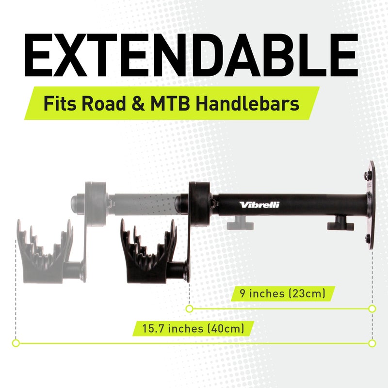 Vibrelli Bike Wall Mount - Horizontal Storage Rack for Hanging Bicycles in Garage - Adjustable Bike Hanger, Holder - Wall Bike Rack Hooks for Bicycle - Image 5