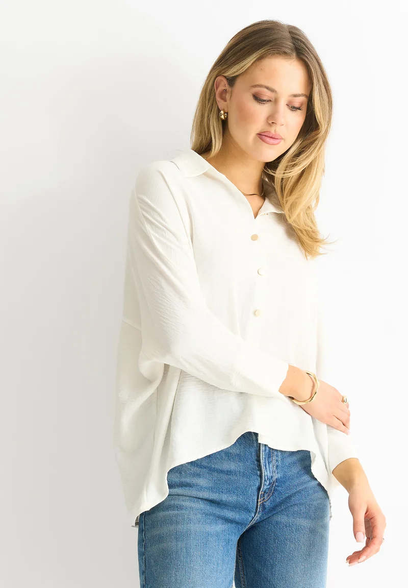 Gini London  Ivory Kimono Oversized Blouse for Women | Best Price UAE