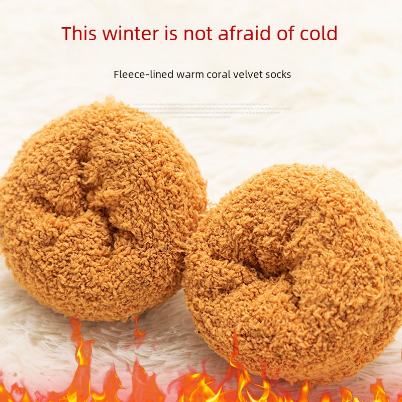 Womens Winter Thick Fleece Cat Claw Socks Khakis Dot  - Image 5