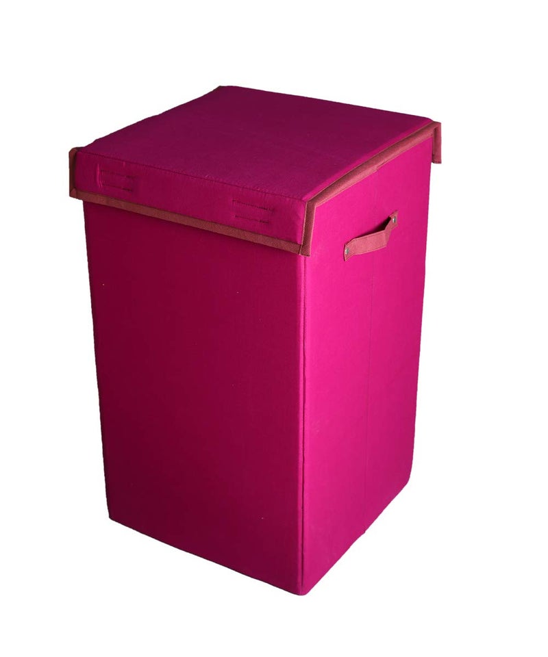 Shrey Creation Non Woven Foldable 68 Ltrs Laundry Bag/Storage Basket/Bin with Lid and Handle for Washing Clothes for Dirty Dress (Pink) - Image 3