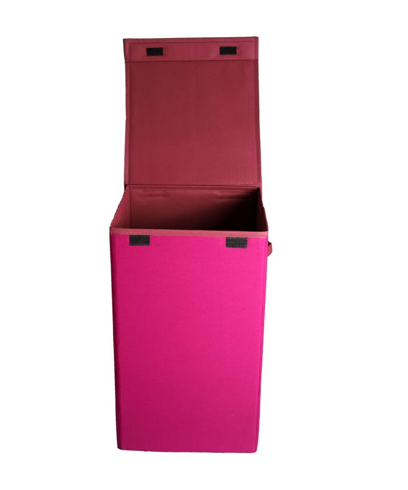 Shrey Creation Non Woven Foldable 68 Ltrs Laundry Bag/Storage Basket/Bin with Lid and Handle for Washing Clothes for Dirty Dress (Pink) - Image 2