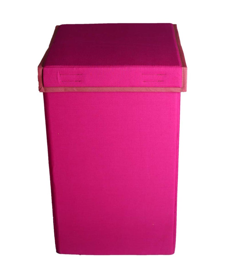 Shrey Creation Non Woven Foldable 68 Ltrs Laundry Bag/Storage Basket/Bin with Lid and Handle for Washing Clothes for Dirty Dress (Pink) - Image 1