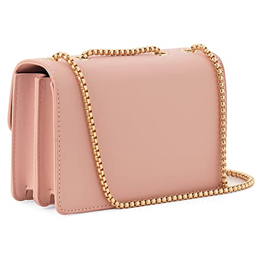 TOP BAND Crossbody Bags Cute Faux Leather Trendy Cross Body Purses for Women Small Color-Block Designer Handbags Ladies Satchel Chain Strap Shoulder Bag Pink White - Image 3
