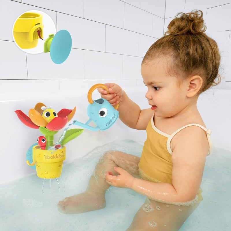 Yookidoo Yookidoo Toddler Baby Bath Toy (Ages 1-3) Pop-Up Bee Flower Sprinkler - Garden Adventure Set with Watering Can (Mold Free) Attach to Any Tub or Shower Fun for Bath time - Great for Boys,Girls,& Kids  - Image 2