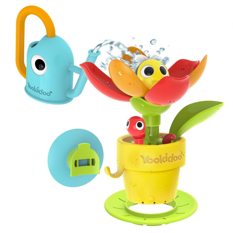 Yookidoo Yookidoo Toddler Baby Bath Toy (Ages 1-3) Pop-Up Bee Flower Sprinkler - Garden Adventure Set with Watering Can (Mold Free) Attach to Any Tub or Shower Fun for Bath time - Great for Boys,Girls,& Kids  - Image 1
