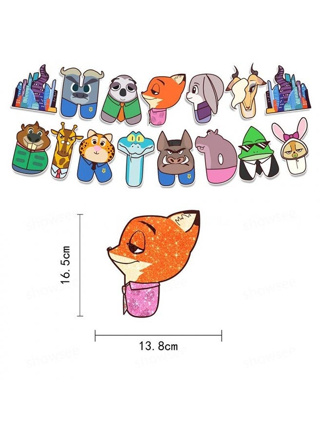 Zootopia Party Supplies, Birthday Decoration,Cartoon Theme Party Favors for Girls & Boys, Included Happy Birthday Banner, Cupcake Toppers, Latex Balloons- 30Pcs - Image 4