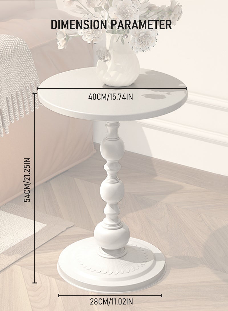 وين هولدر طاولة قهوة دائرية، طاولة جانبية صغيرة لغرفة المعيشة، طاولة خدمة خارجية دائرية حديثة وبسيطة من المعدن والحديد، طاولة قهوة خارجية مقاومة للصدأ، لون أبيض 40×40×52 - Image 5