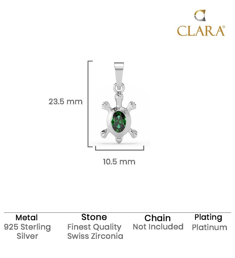 Clara Pure 925 Sterling Silver Good Luck Tortoise Turtle Men Pendant Without chain | Gift for Men & Boys |Religious, Platinum Plated, Swiss Zircon - Image 5