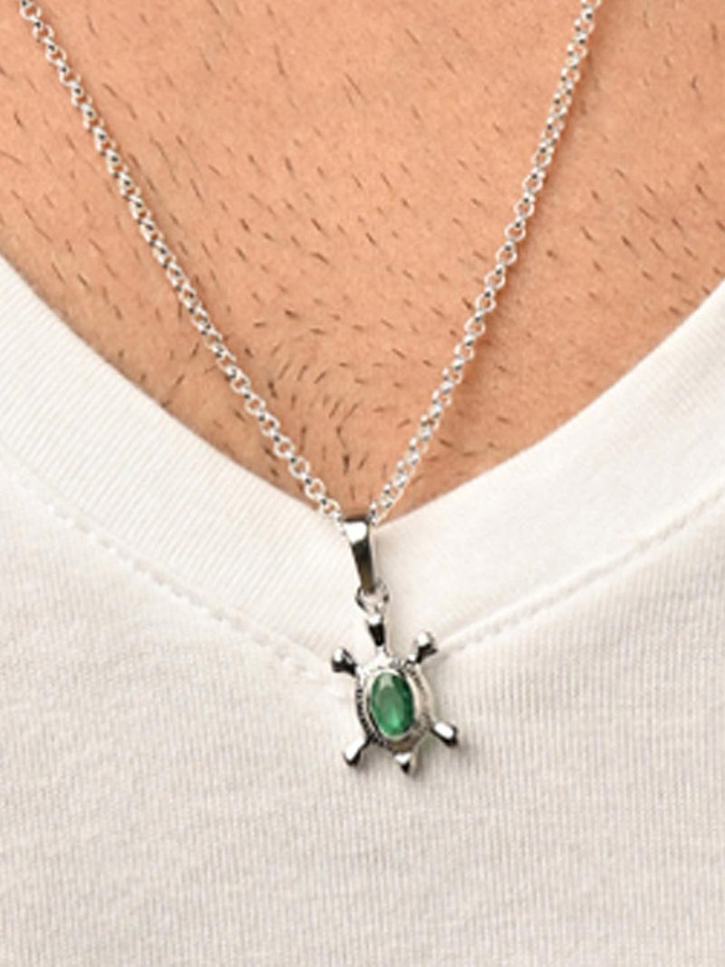 Clara Pure 925 Sterling Silver Good Luck Tortoise Turtle Men Pendant Without chain | Gift for Men & Boys |Religious, Platinum Plated, Swiss Zircon - Image 4