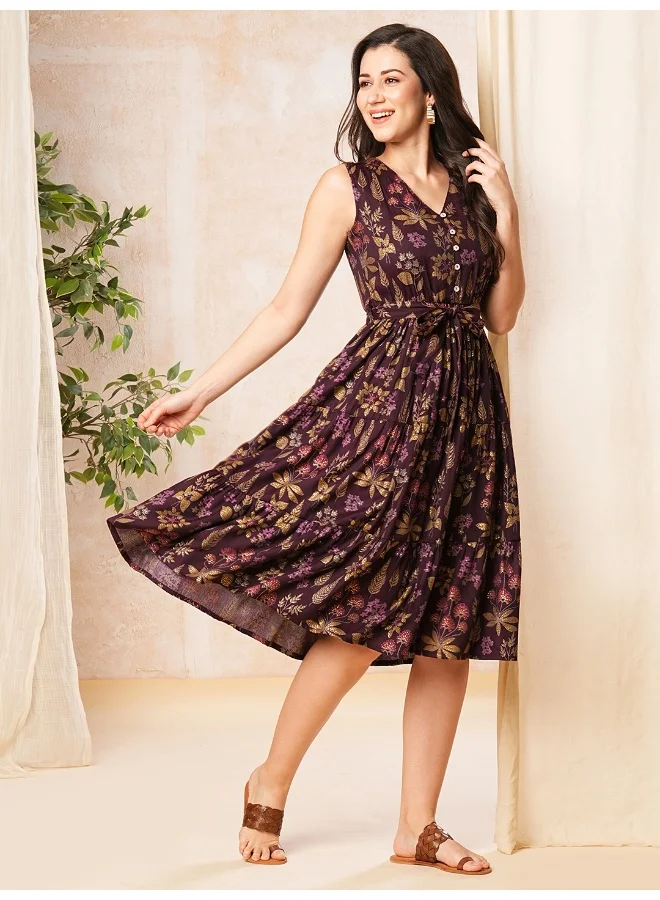 globus Globus Women Floral Printed Fit & Flare Midi Dress