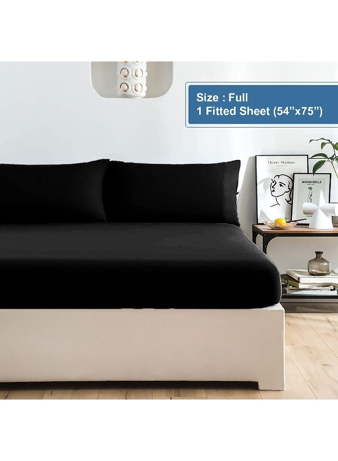 DAN RIVER DAN RIVER 100% Cotton Jersey Fitted Sheet, Full, Black, 16 Inch Deep Pockets, Ultra Soft & Breathable, Stretchy Knit Fabric, Fitted Bed Sheet for Queen Mattress  - Image 2
