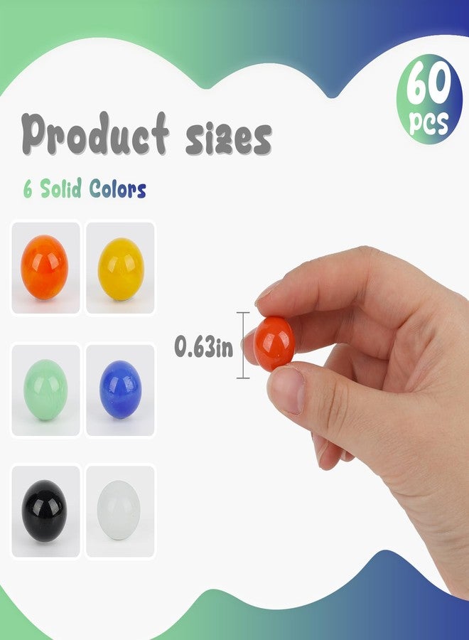 POPLAY 60PCS Glass Marbles Set, for Marble Board Game Chinese Checkers Board Game, 5/8Inch, 6 Colors - Image 2
