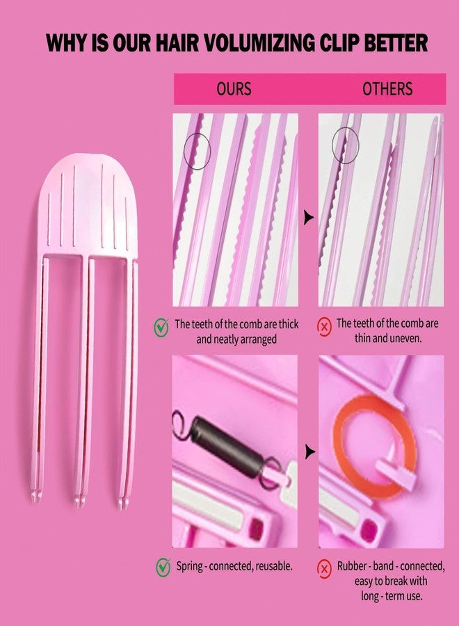 Gowwim 2 Pcs Hair Volume Clip for Roots, Volumizing Hair Clip for Fluffy Bang Styling Clips for Women, Pink Root Lifting Tool for Crown & Curly Hair - Image 4