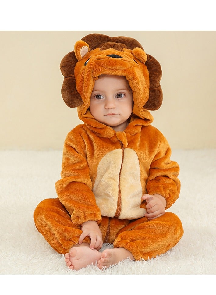 Loquat Flannel Children's Climbing Clothes Baby Autumn Winter Long Sleeved Clothes Jumpsuit Newborn Cartoon Jumpsuit - Image 1